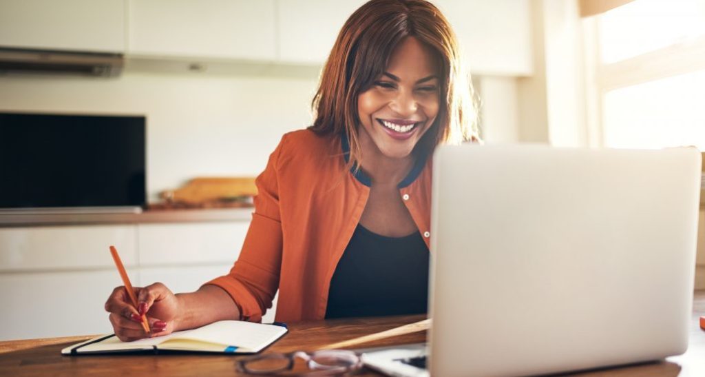 woman working at a computer